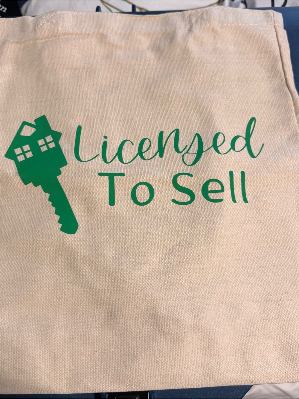 Licensed To Sell Green Graphic Canvas Tote